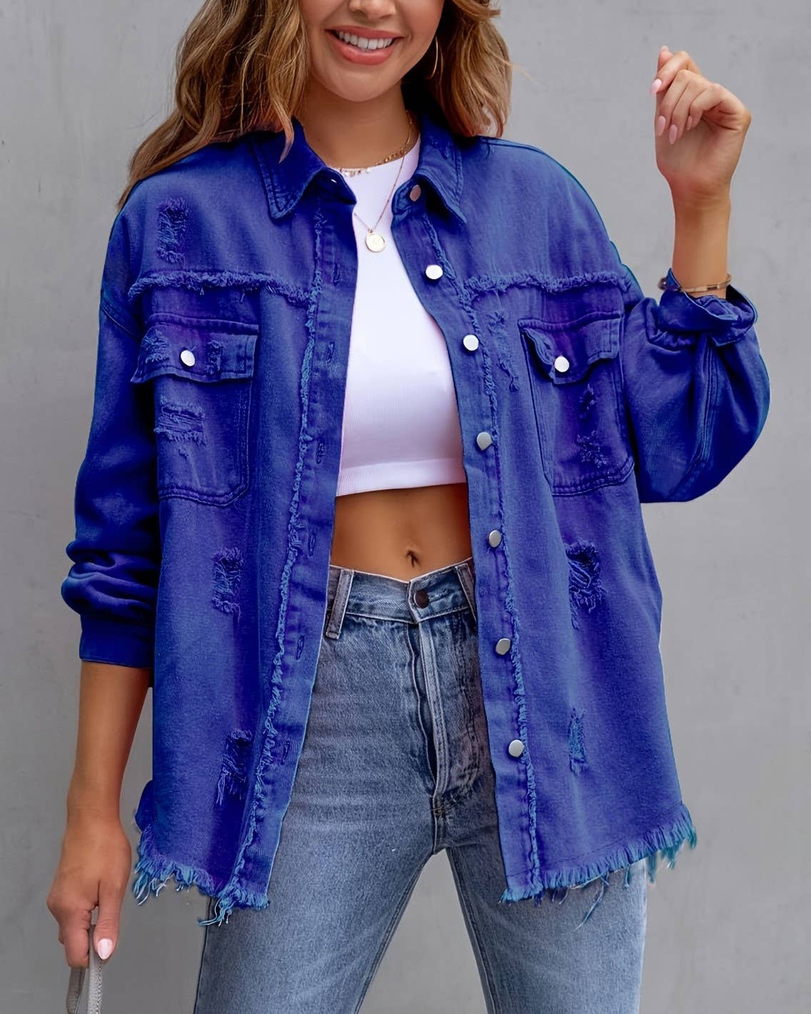 #546 Ripped Loose Denim Jacket