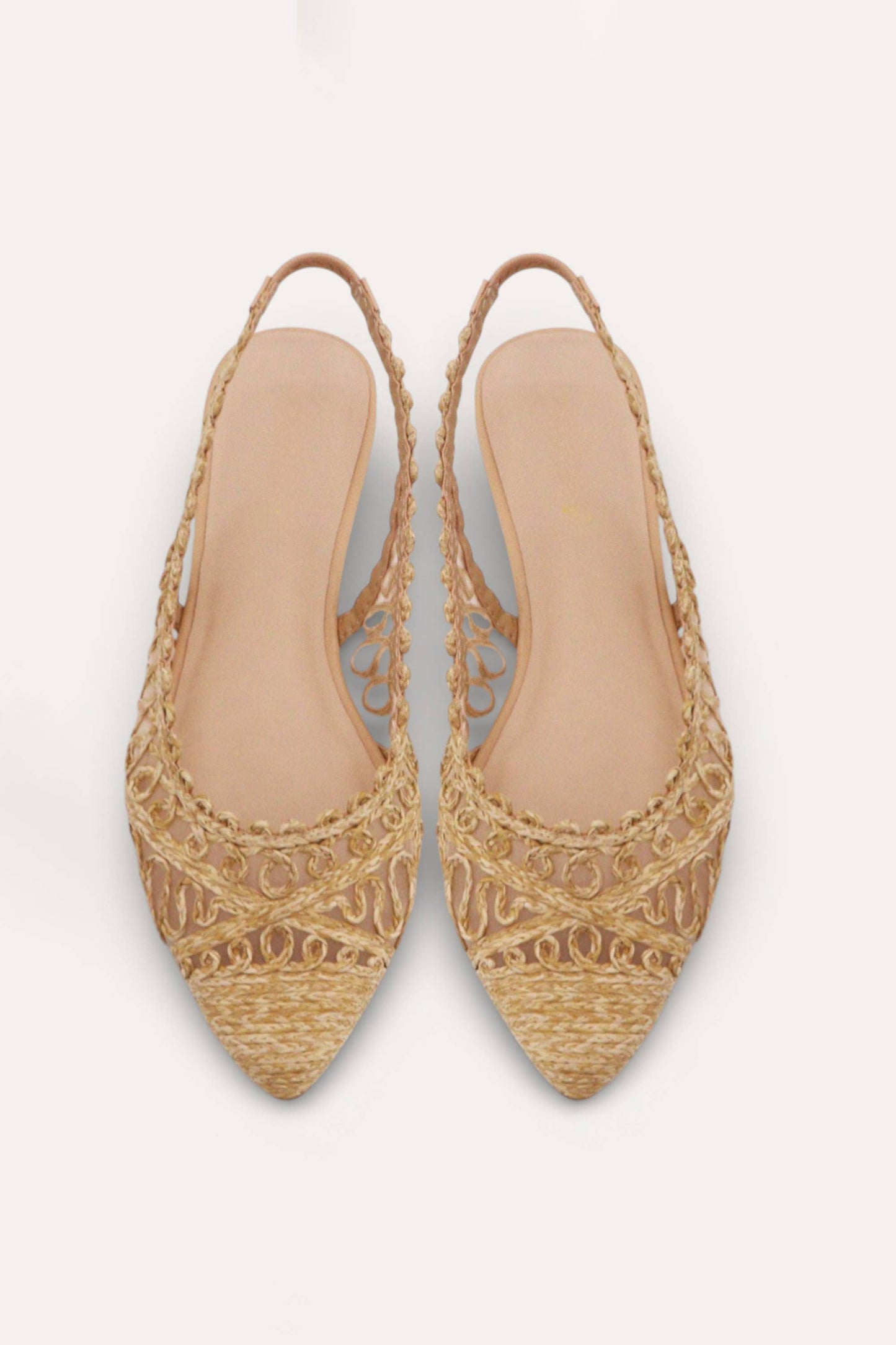 #907 WOVEN RAFFIA UPPER SLING BACK FLAT