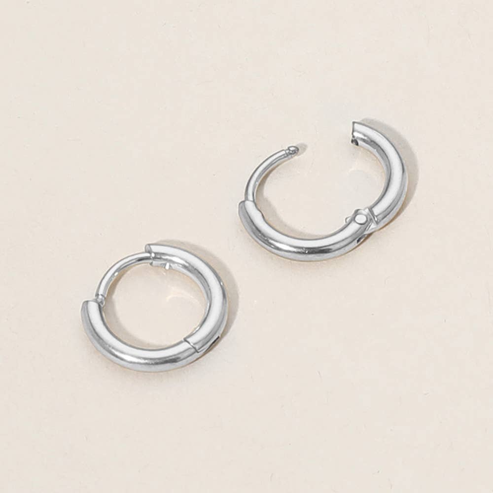 #472 Stainless Steel Hypoallergenic Mini Huggie Hoop Earrings