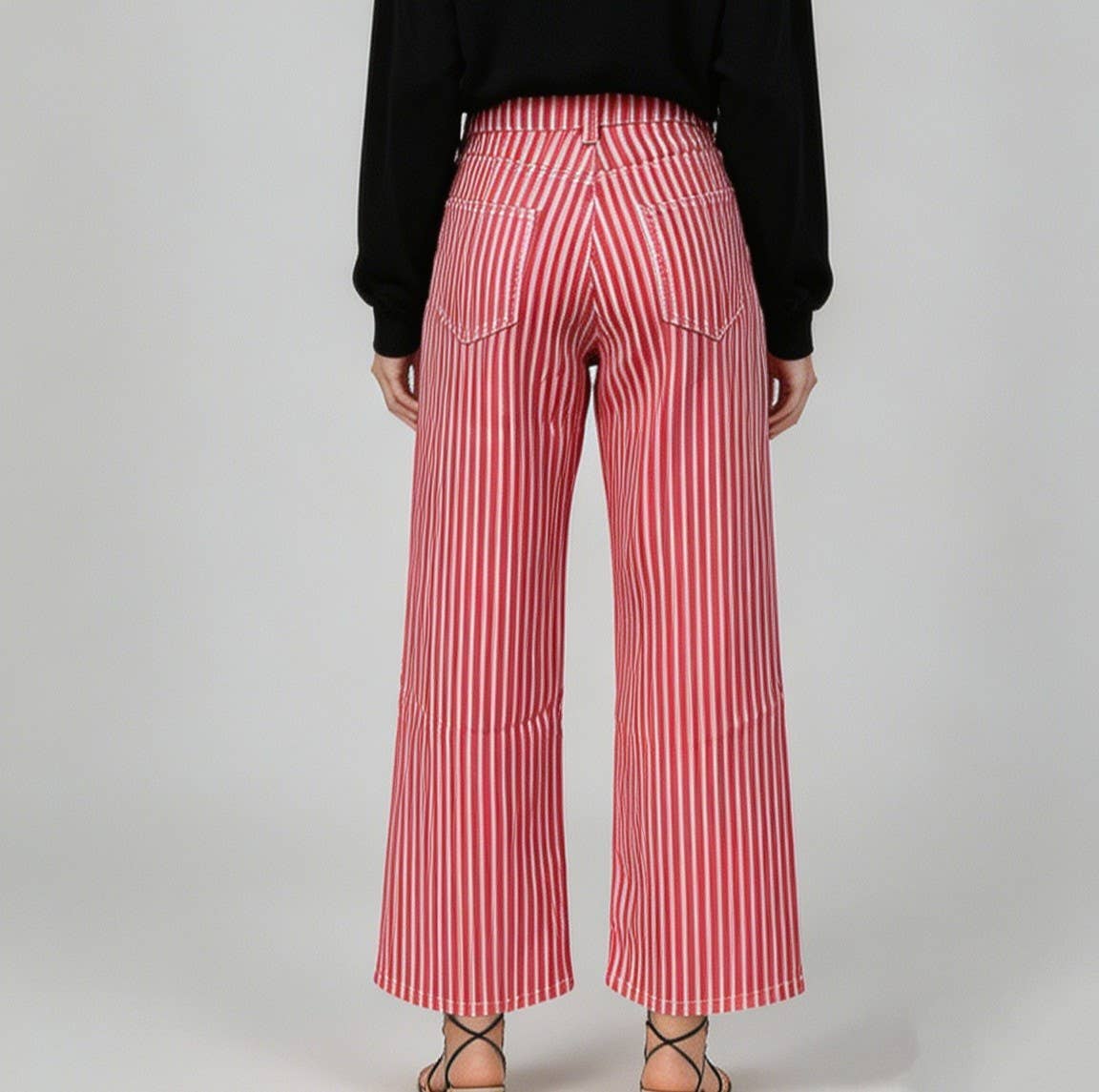 #1068 Pink Striped Straight-Leg Jeans