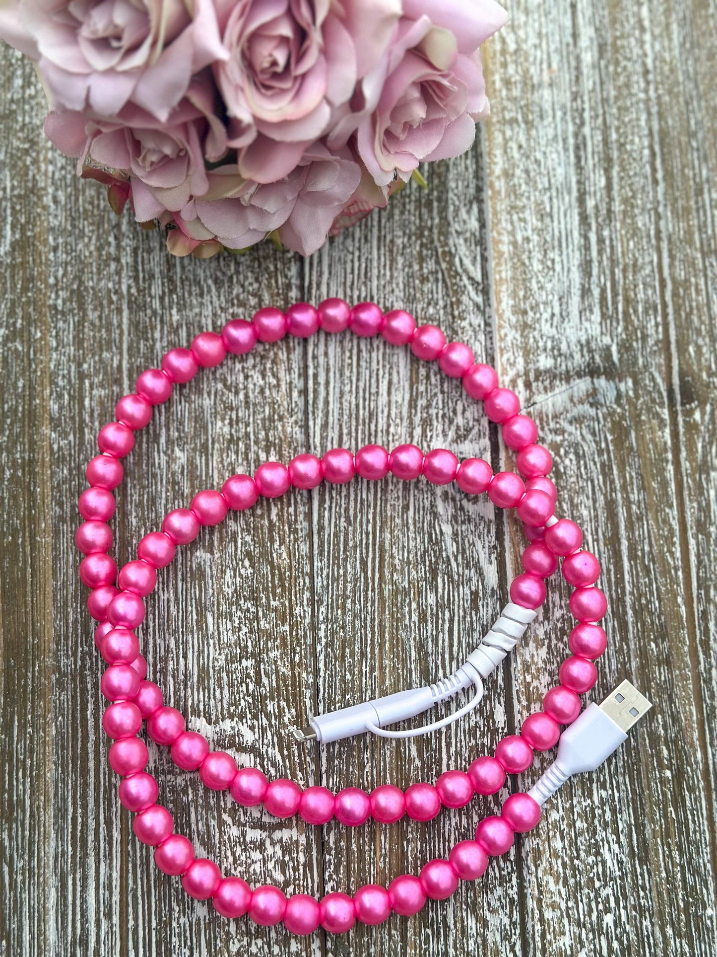#478 Candy "Pink Pearl" 2 In 1 Phone Charger