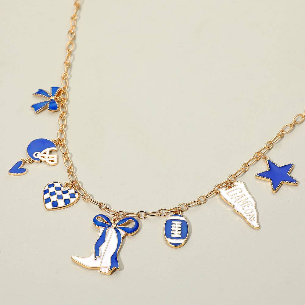 #466 Game Day Football Theme Charm Station Necklace