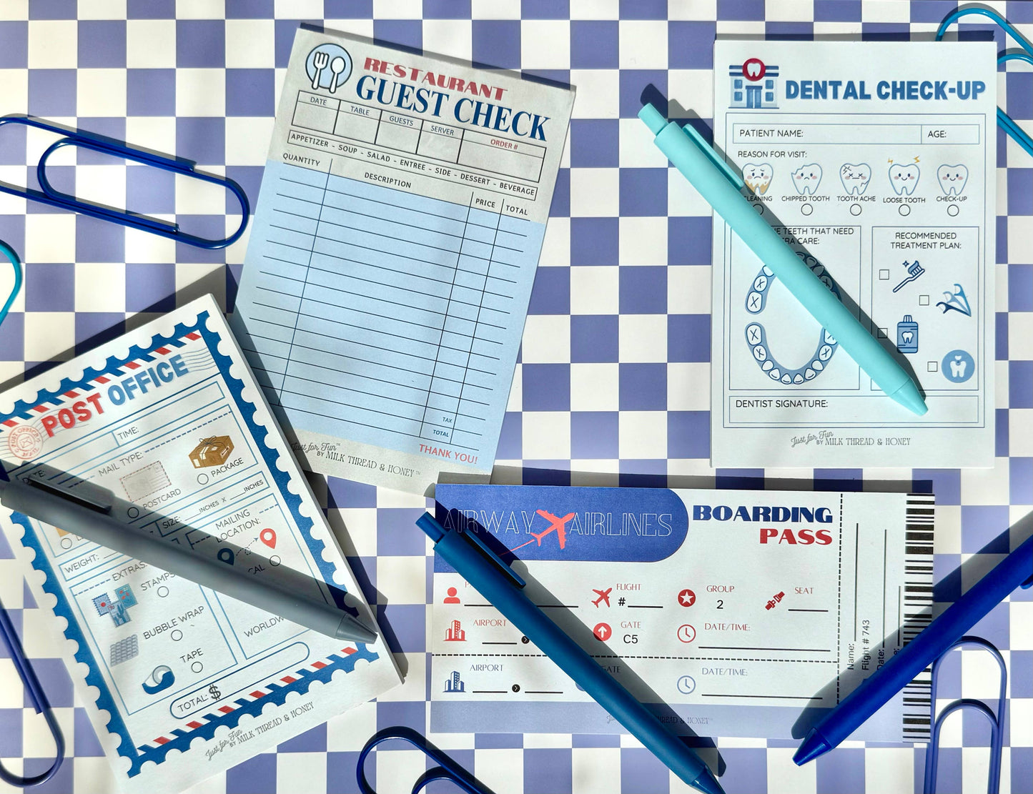 #151 Daycare Log, Boarding Pass, Travel Agent, Pet Check - Set of