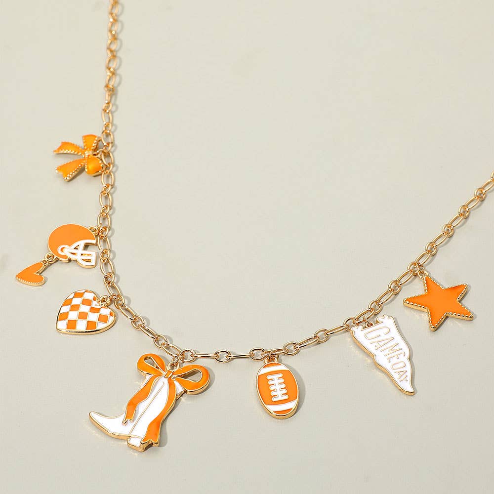 #466 Game Day Football Theme Charm Station Necklace