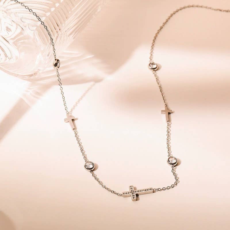 18K STAINLESS STEEL TARNISH FREE CROSS NECKLACE