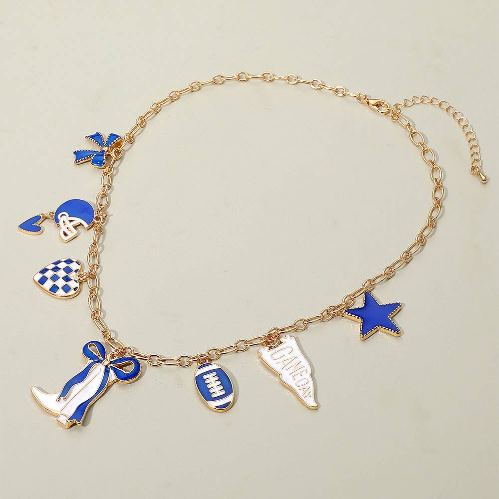 #466 Game Day Football Theme Charm Station Necklace