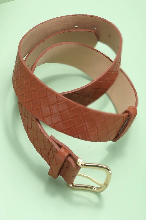 #633 CLASSIC BRAIDED WEAVE GRID FAUX LEATHER BELT