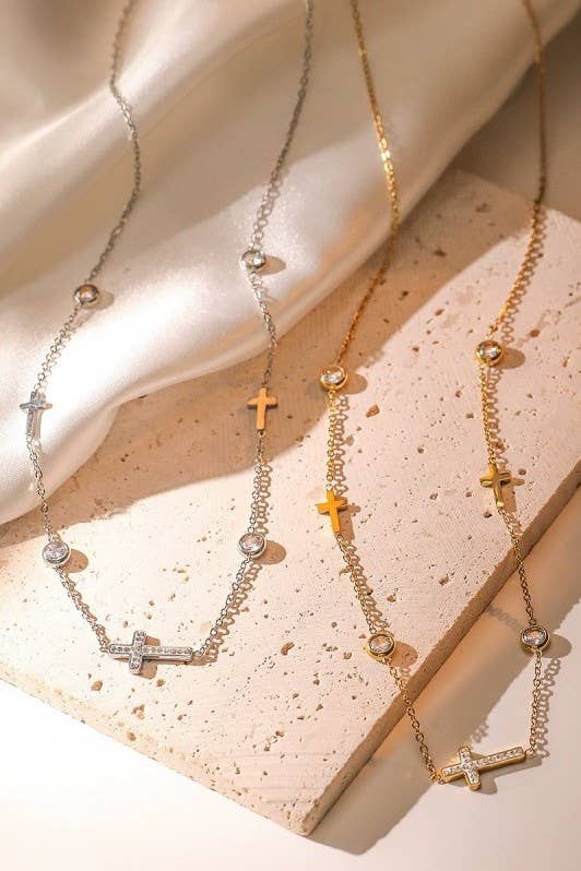 18K STAINLESS STEEL TARNISH FREE CROSS NECKLACE