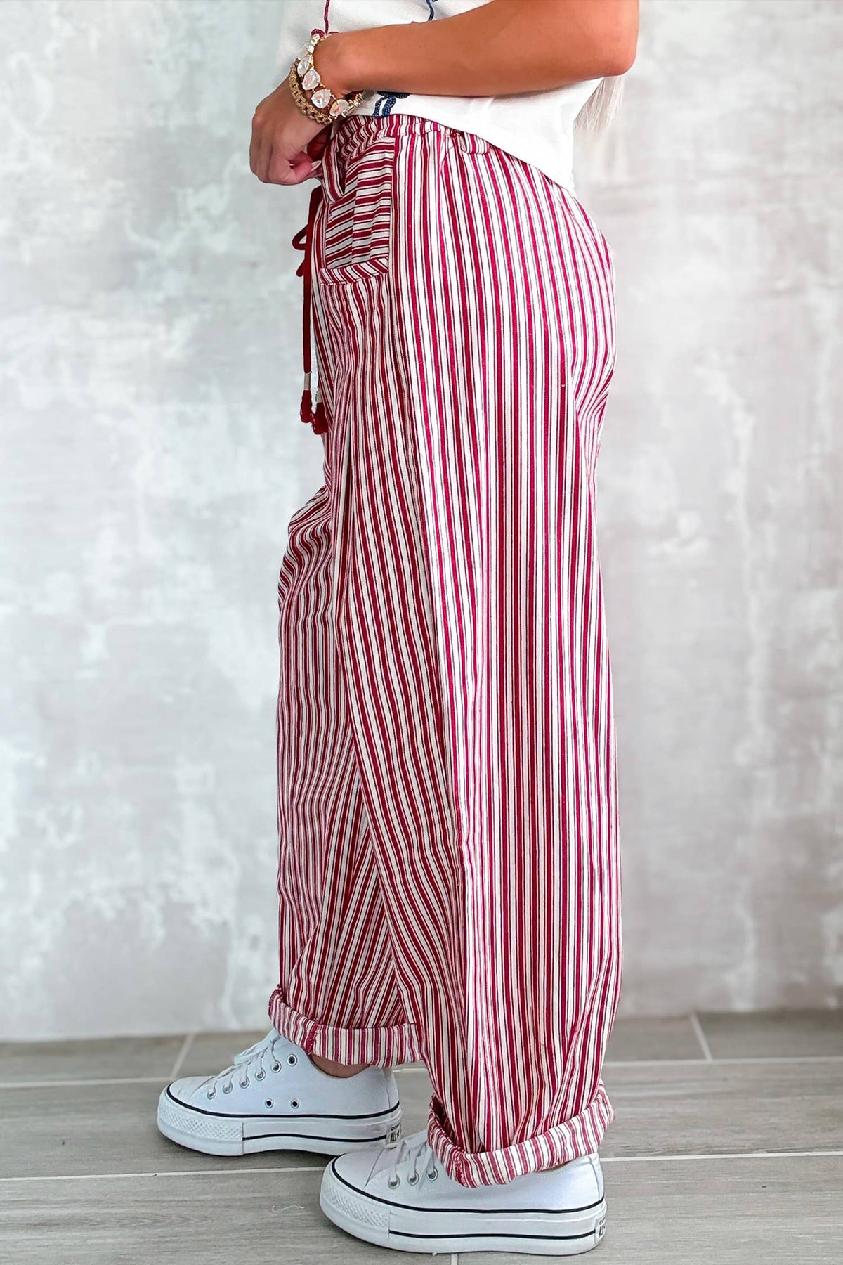 #1172 LDC Stripe Drawstring Casual Loose Pants
