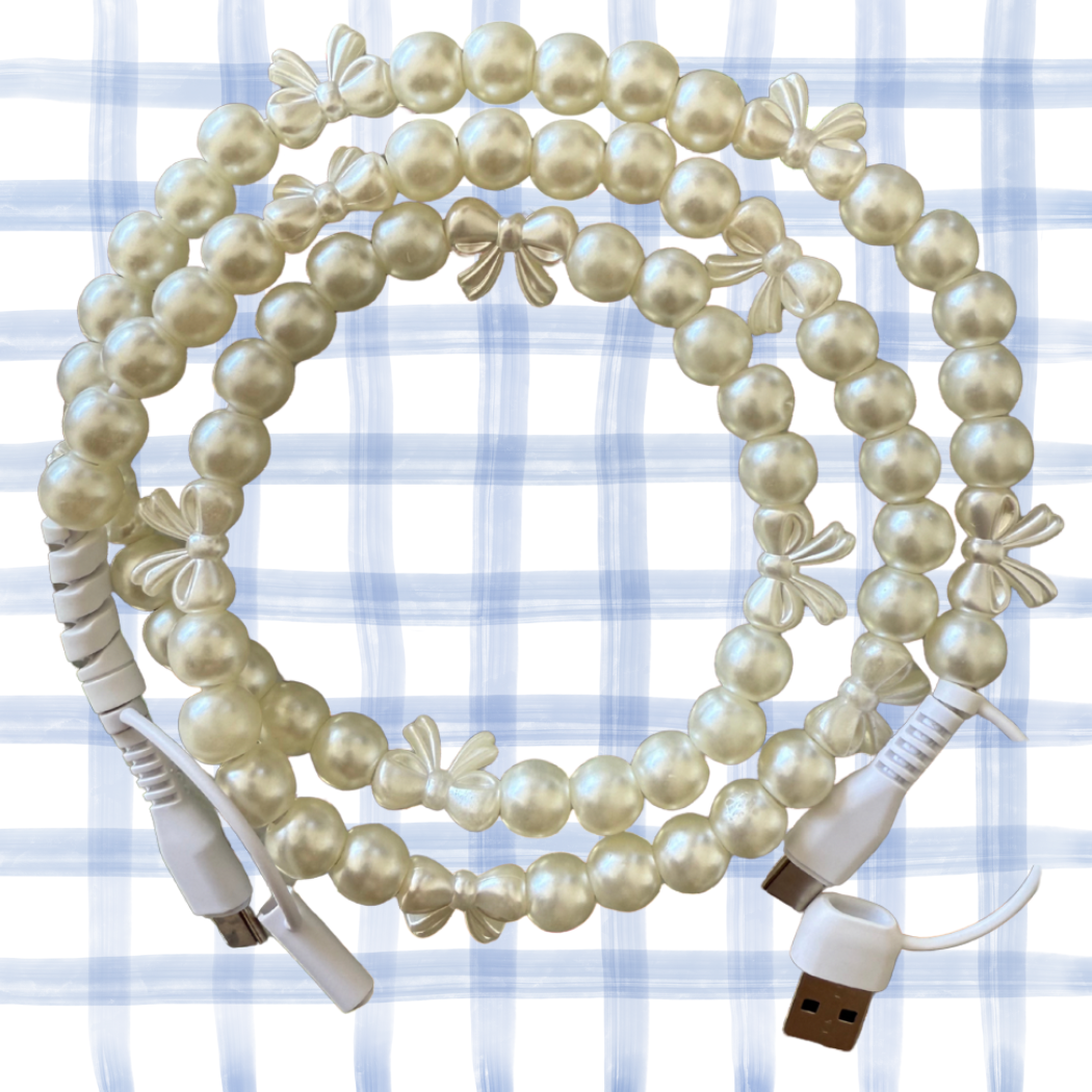 #806 Pearl Bow Beaded 4-in-1 Charging Cable