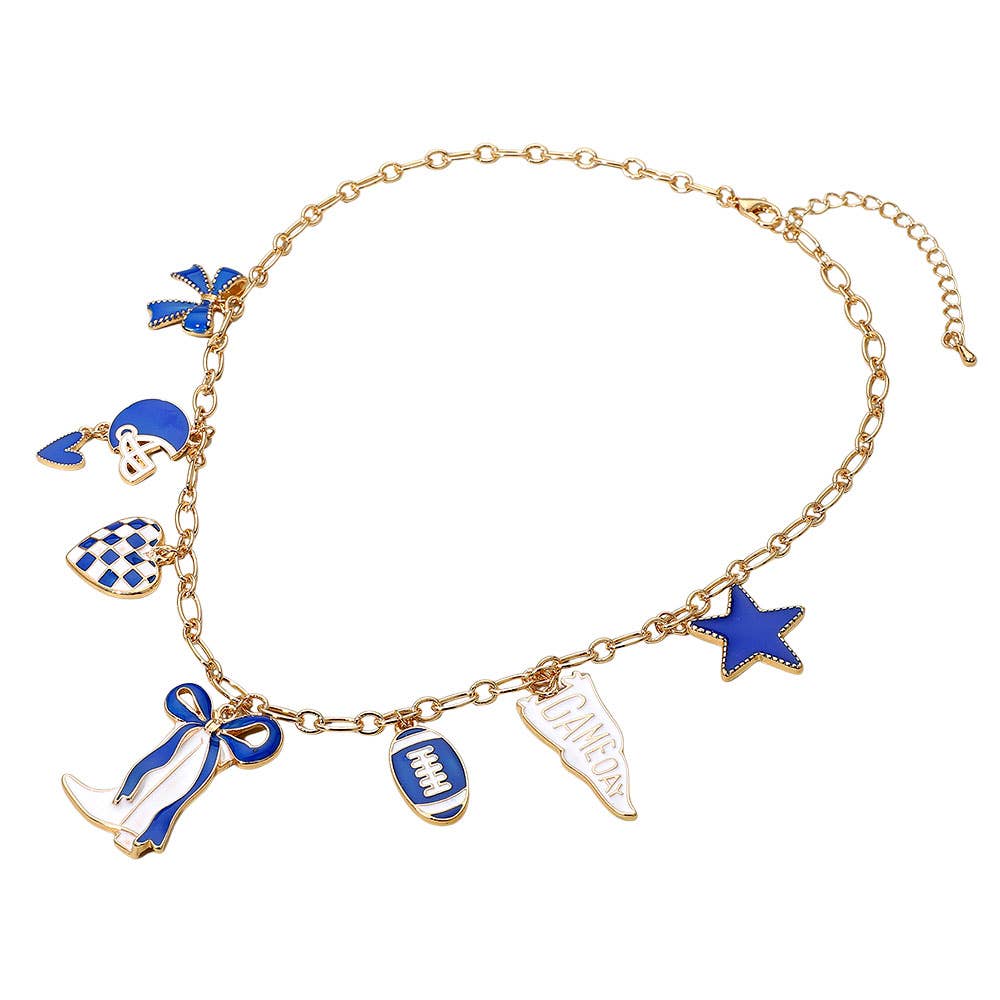 #466 Game Day Football Theme Charm Station Necklace
