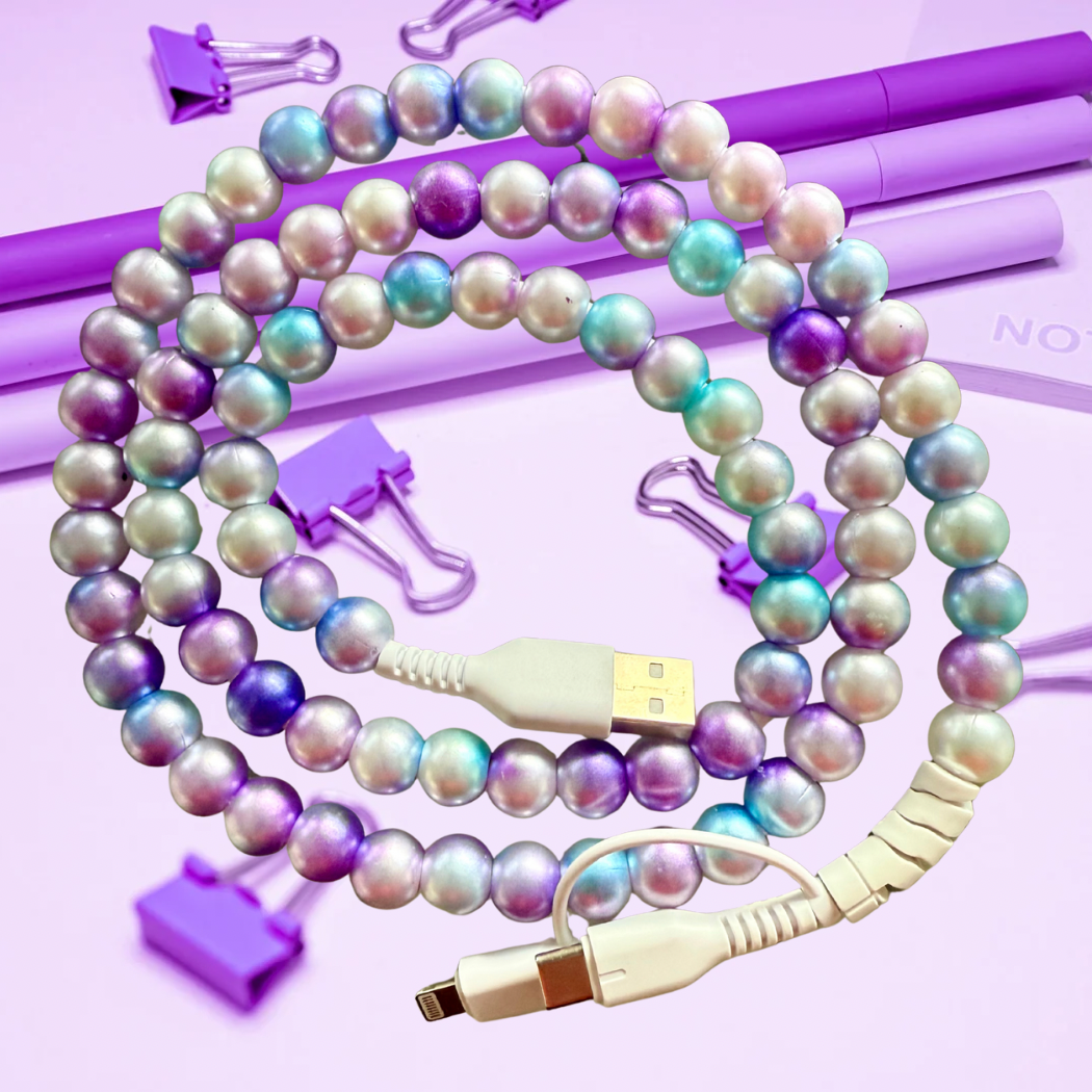 #805 Purple & Blue Ombré Pearl Beaded Charger