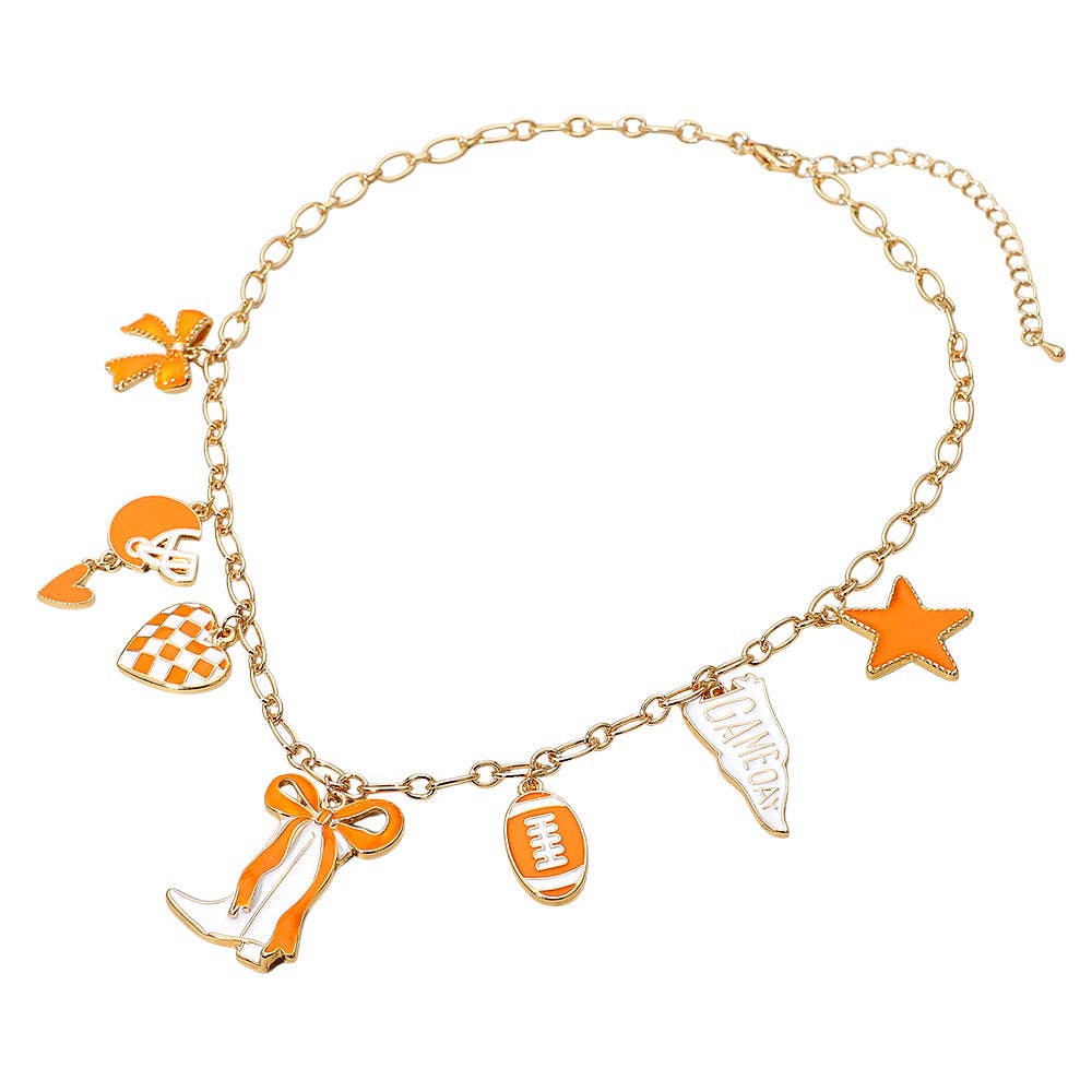 #466 Game Day Football Theme Charm Station Necklace
