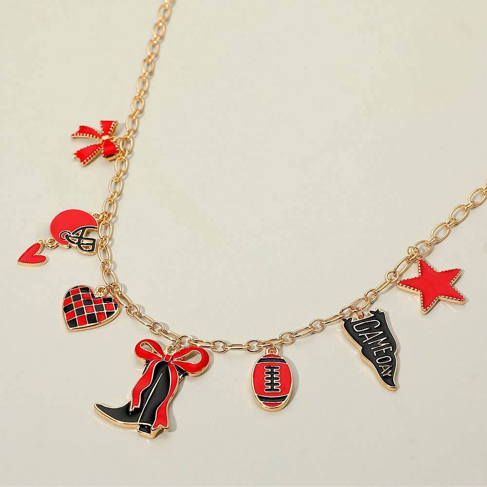 #466 Game Day Football Theme Charm Station Necklace