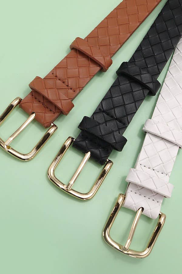 #633 CLASSIC BRAIDED WEAVE GRID FAUX LEATHER BELT