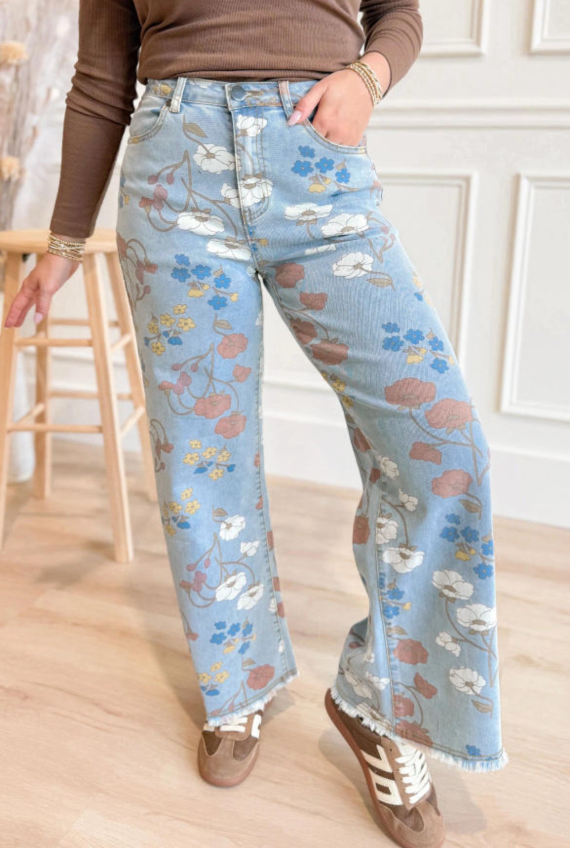 #676 Floral Jeans