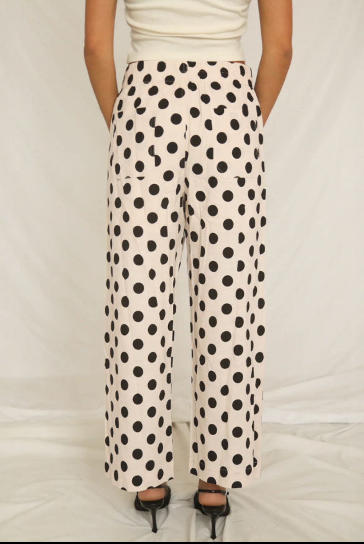 #680 White Polka Dot Pants