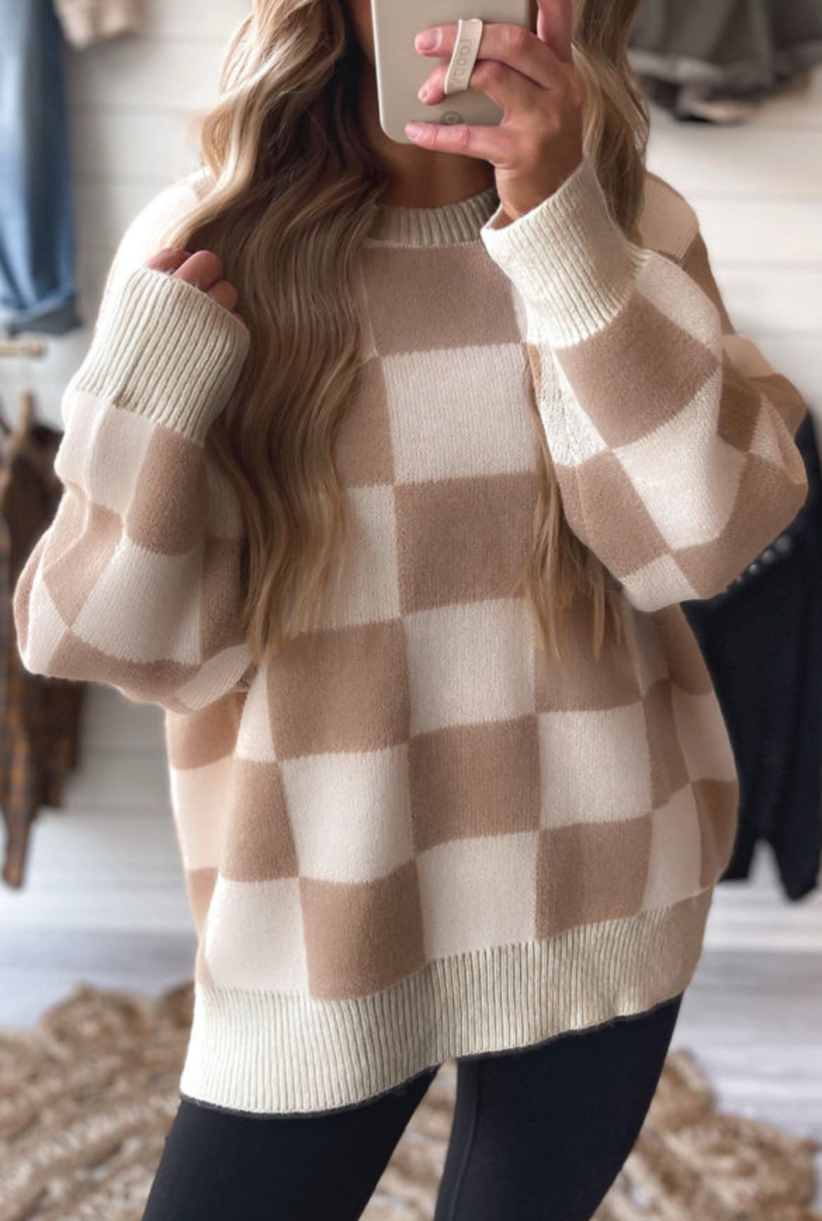 #705 Checkered Baggy Sweater
