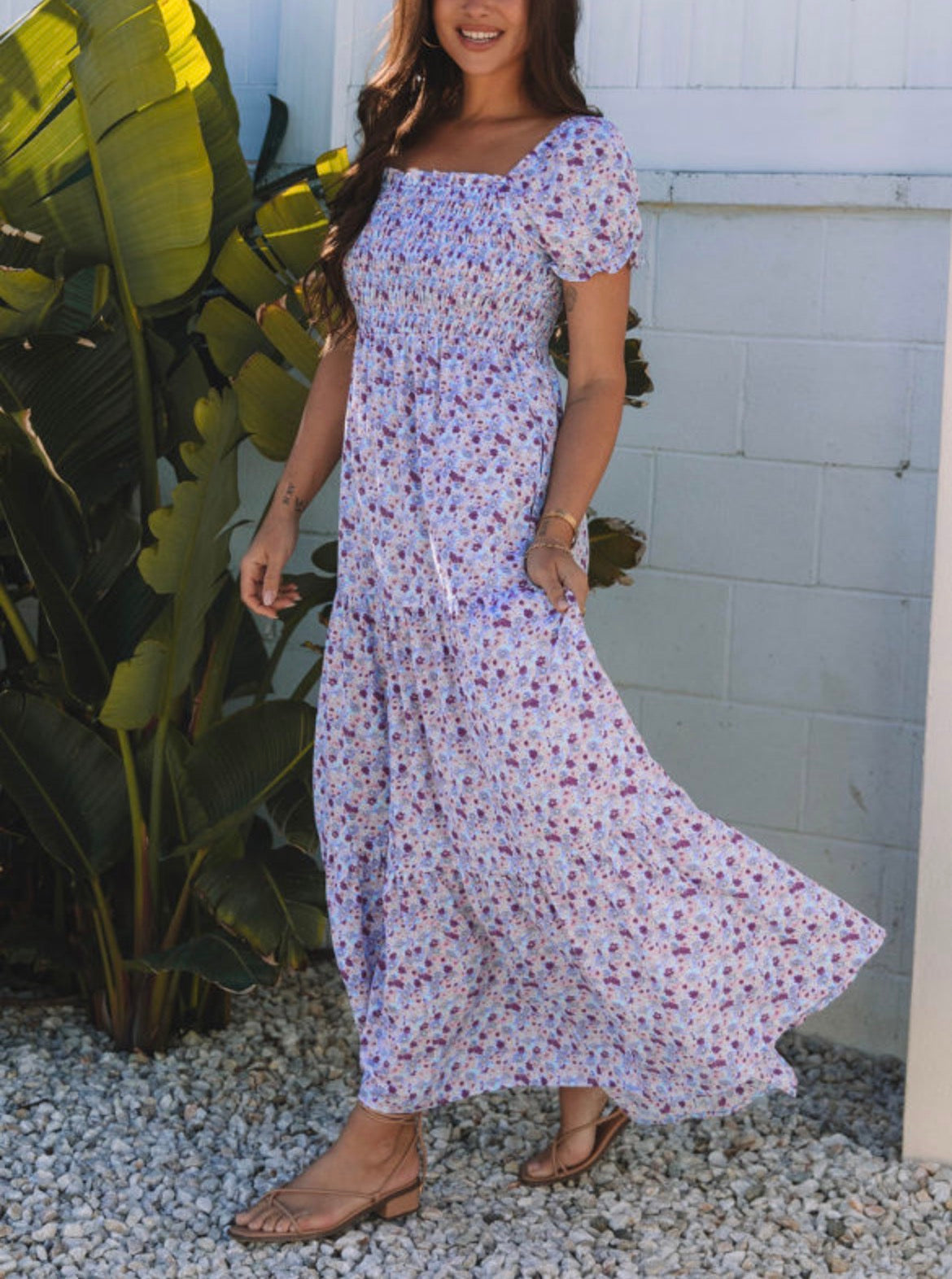 #756 Purple Floral Maxi Dress
