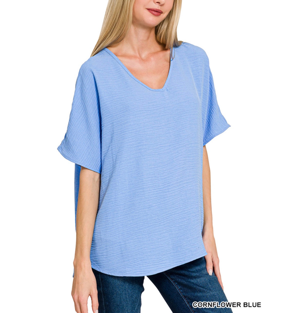#976 Crepe Over Sized Flowy Top