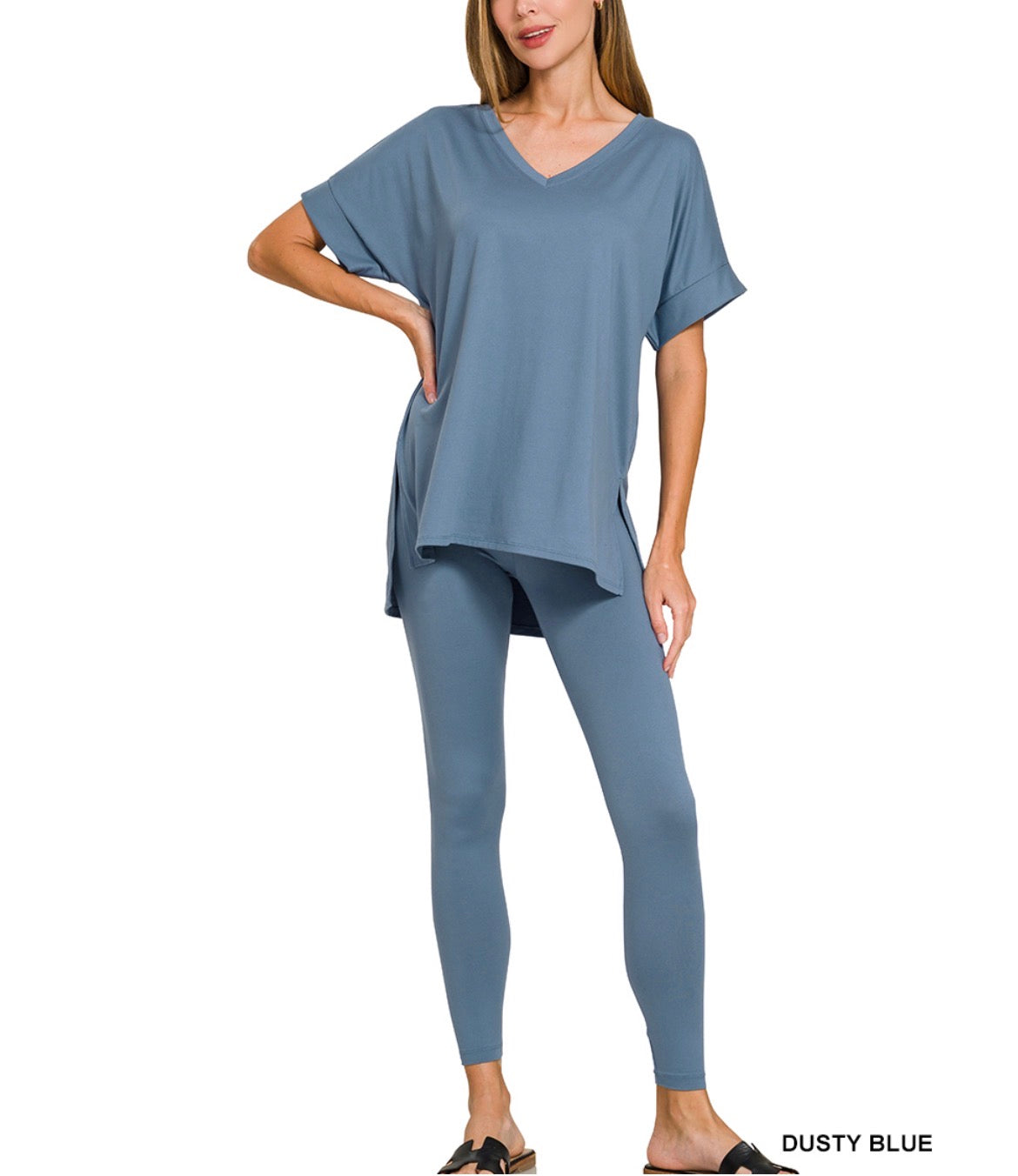 #972 Leggings and High Low T-shirt Set