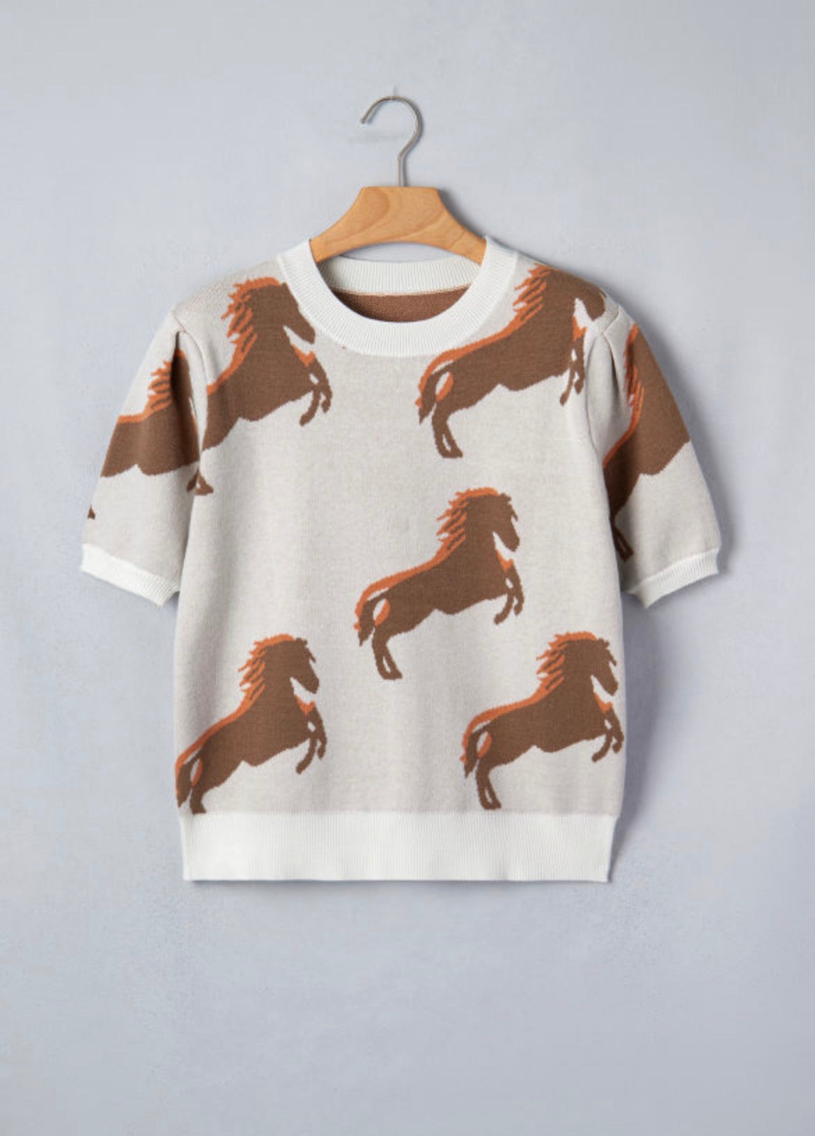 #1009 Western Horse Short Sleeve Sweater