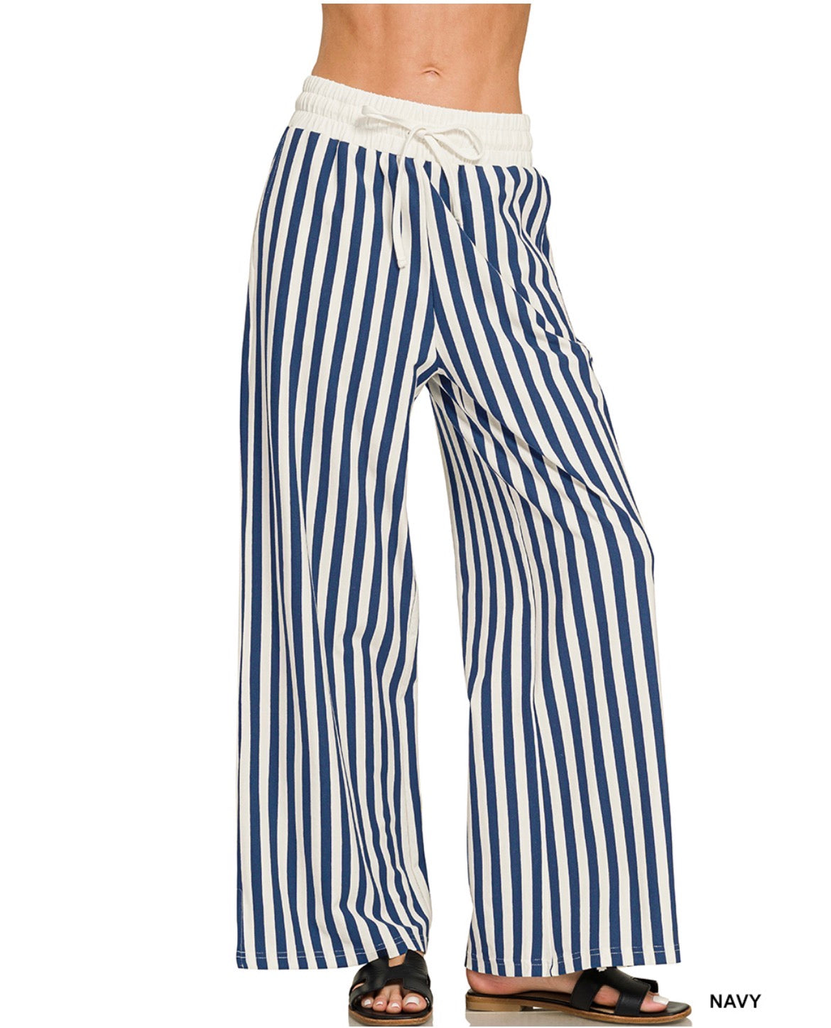 #1103 Thick Pin Stripe Wide Leg Pants