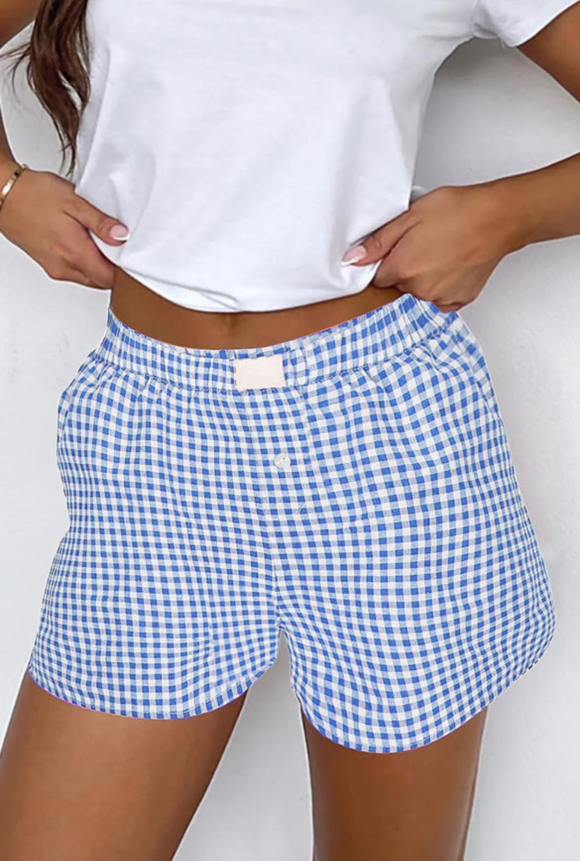 #450 Gingham Printed High Waist Shorts