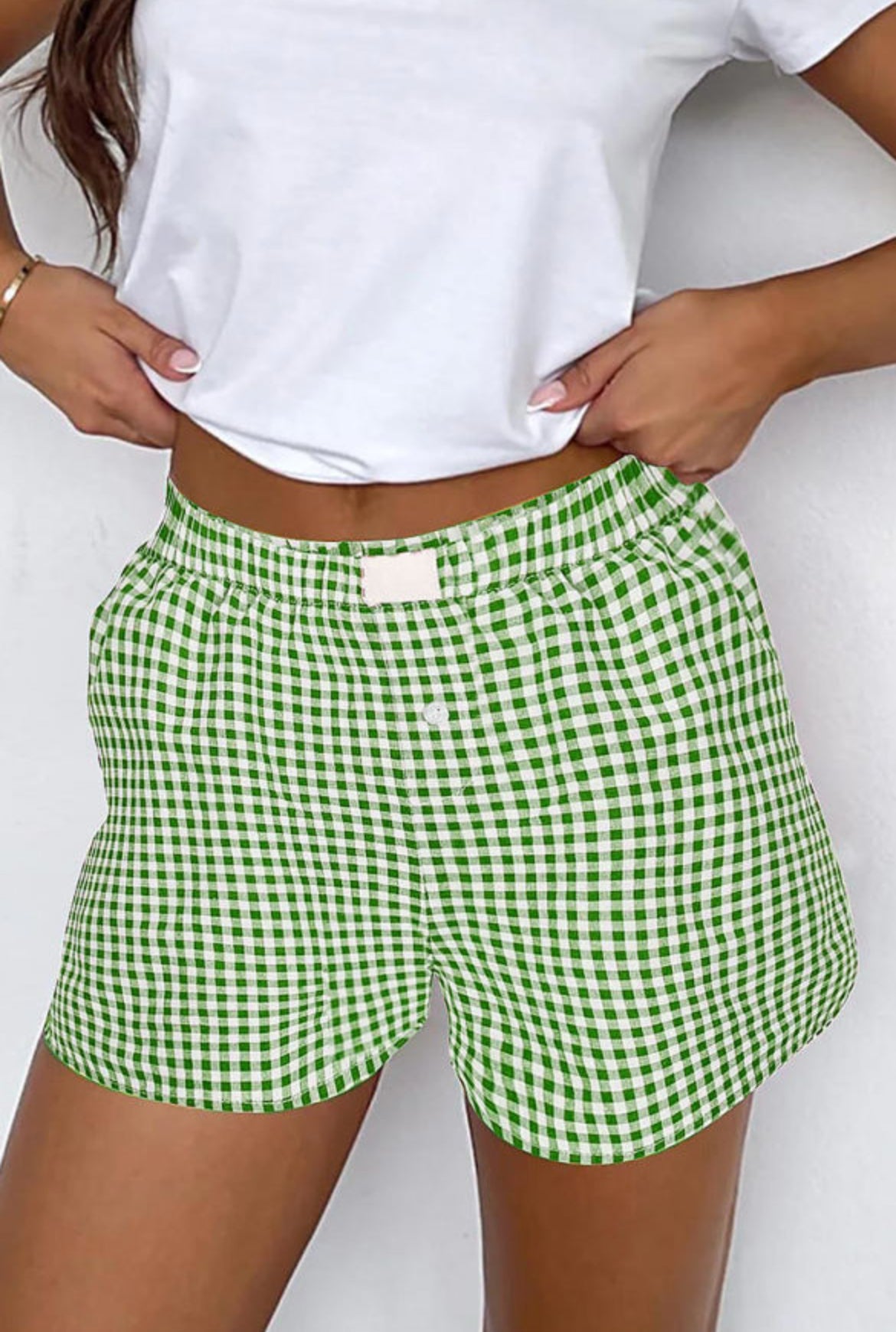 #450 Gingham Printed High Waist Shorts