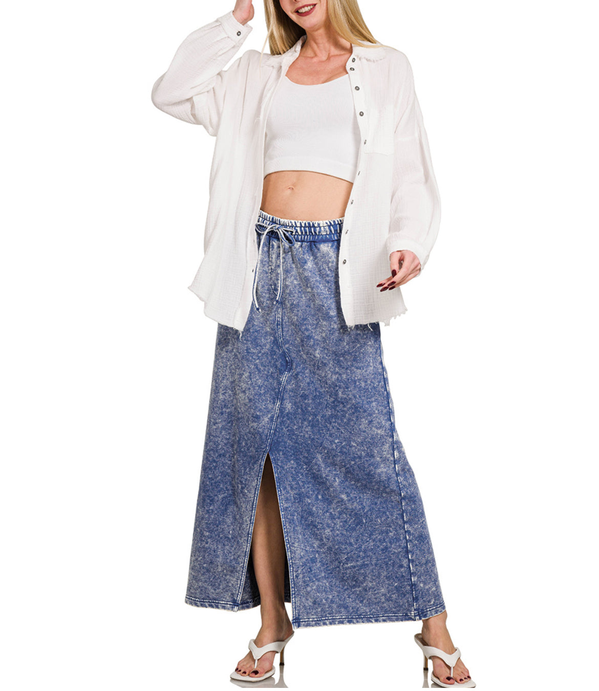 #514 Acid Wash Sweat-Skirt