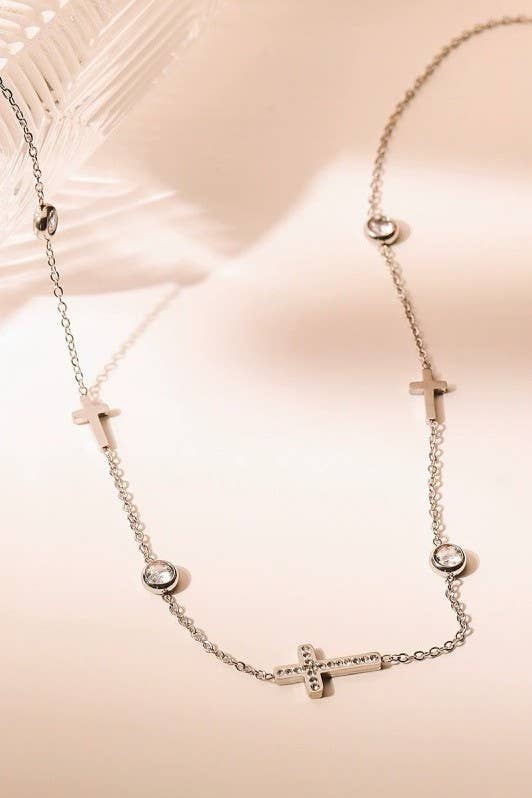 18K STAINLESS STEEL TARNISH FREE CROSS NECKLACE