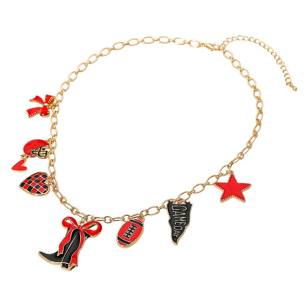#466 Game Day Football Theme Charm Station Necklace