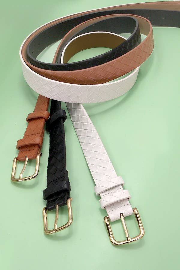#633 CLASSIC BRAIDED WEAVE GRID FAUX LEATHER BELT