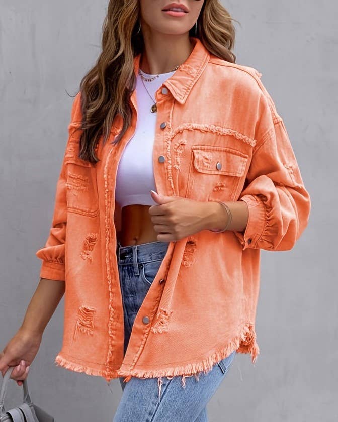 #546 Ripped Loose Denim Jacket