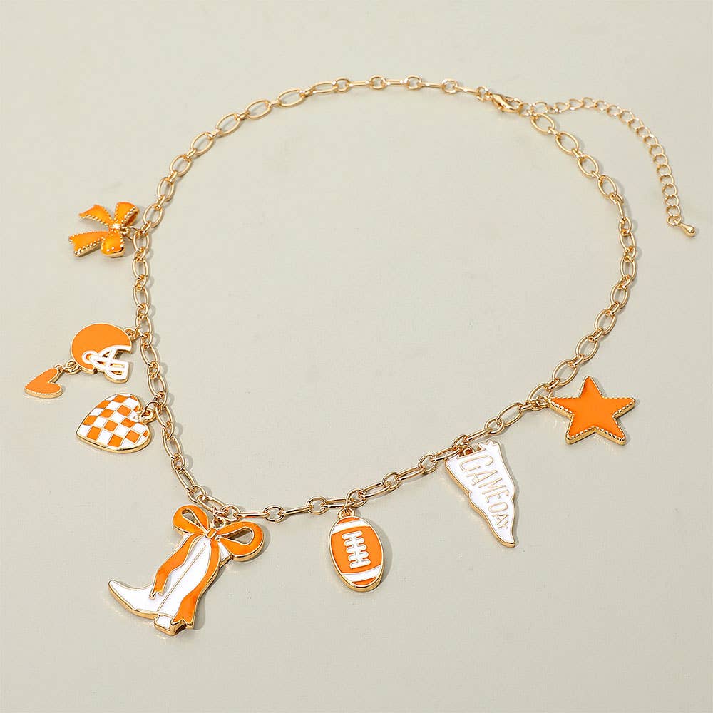 #466 Game Day Football Theme Charm Station Necklace