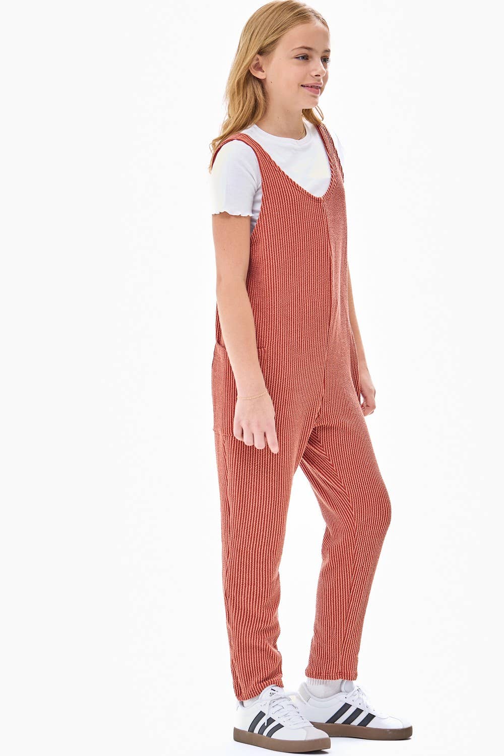 #406 Embossed Rib Sleeveless Jumpsuit /Overall /Onesie