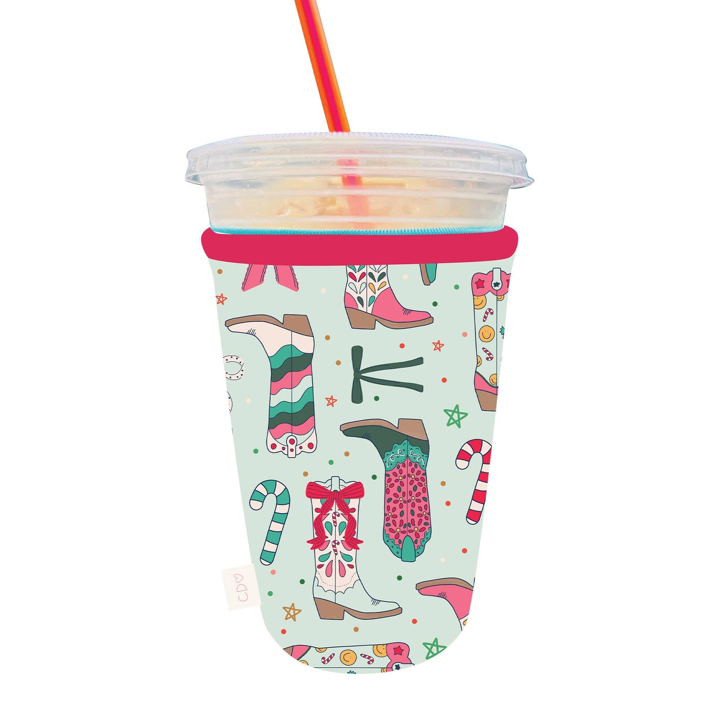 #544 Christmas Western Cowgirl Boots Drink Sleeve
