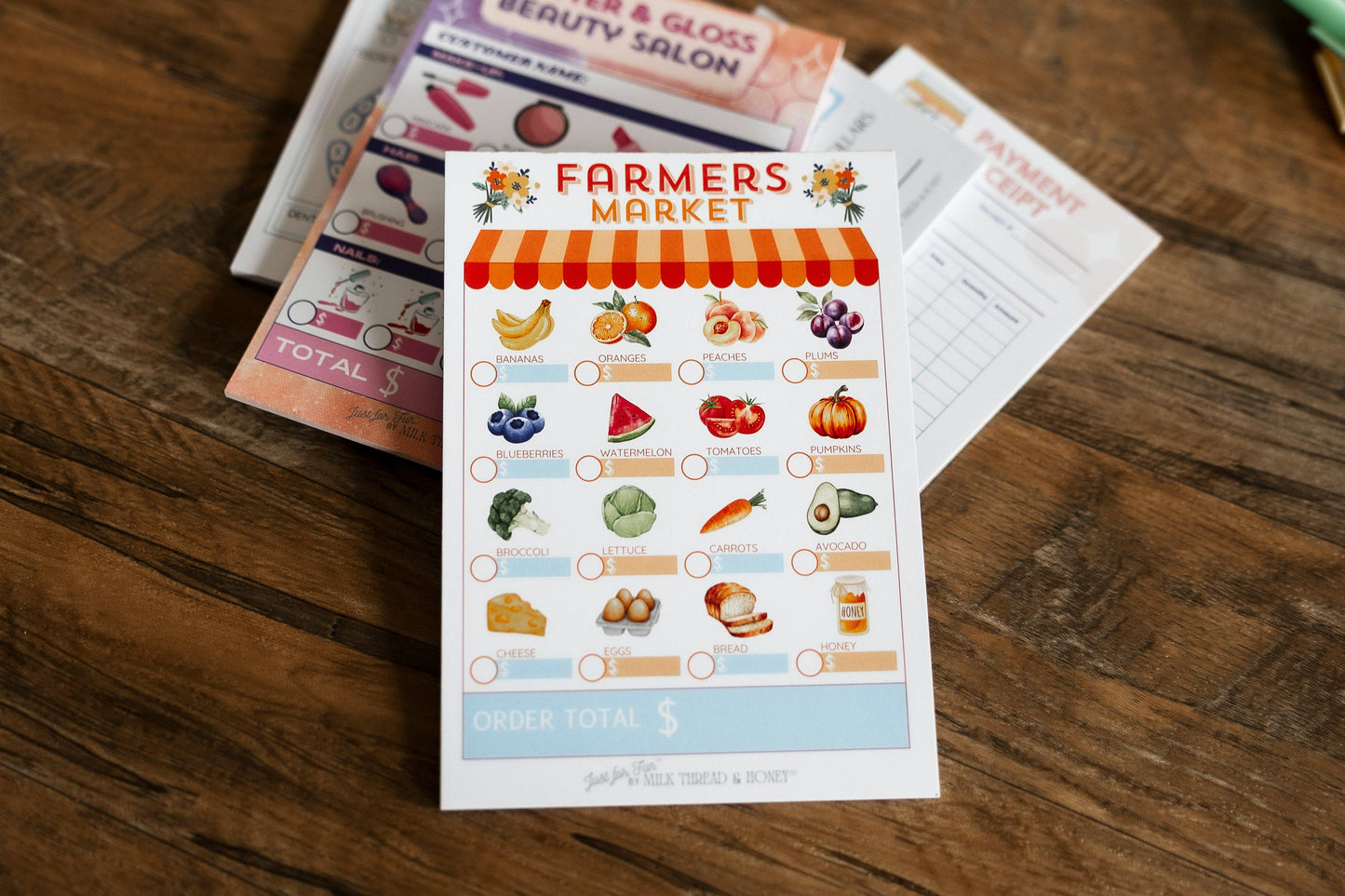 #150 Dentist, Shop Owner, Farmer's Market, Beauty Salon - Set of 5 Pretend Play Notepads