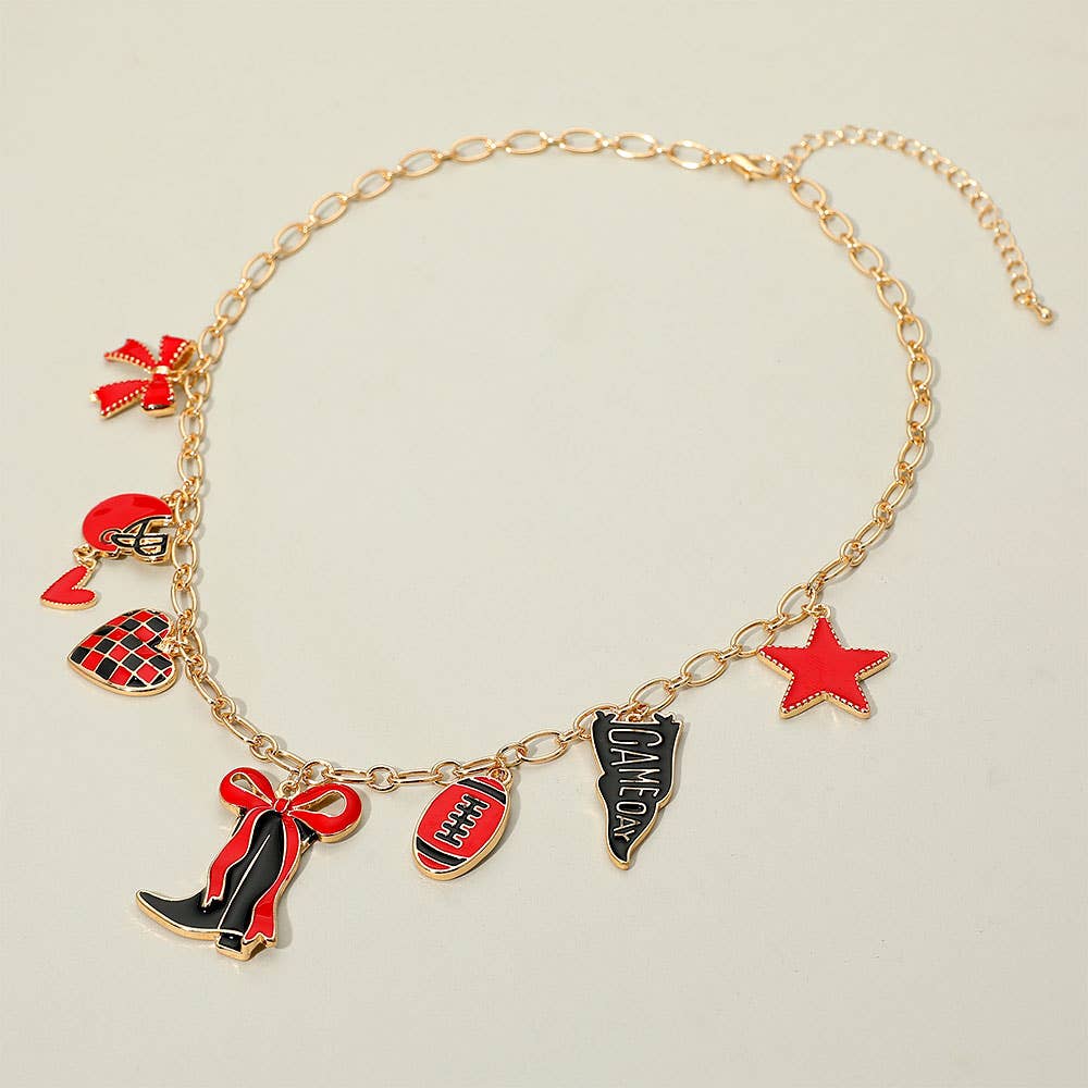 #466 Game Day Football Theme Charm Station Necklace