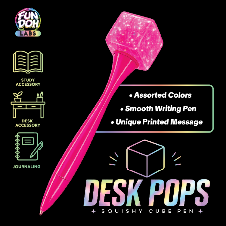 CS #1116 Fun Doh Desk Pops Squishy Cube Pen Assortment