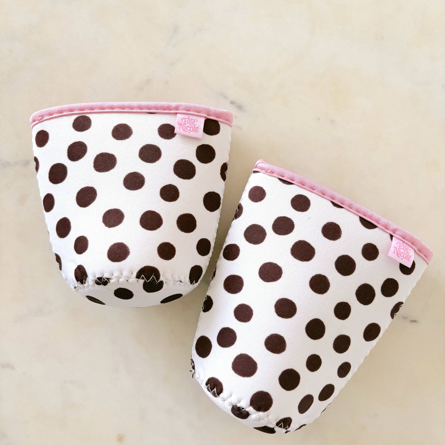 #632 Coffee Cup Cover - Brown Polka Dots