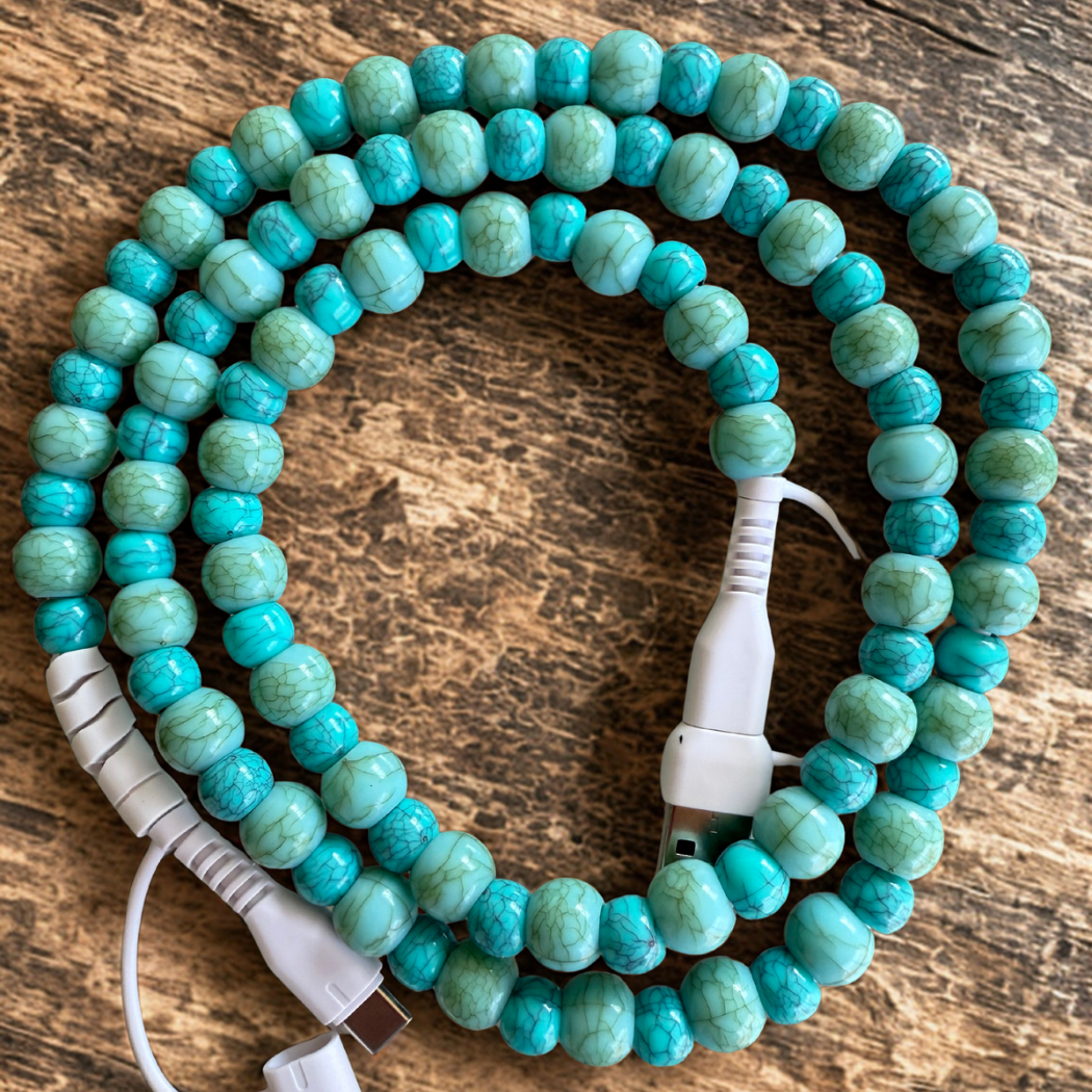 #801 Turquoise Beaded 4-IN-1 Charging Cable