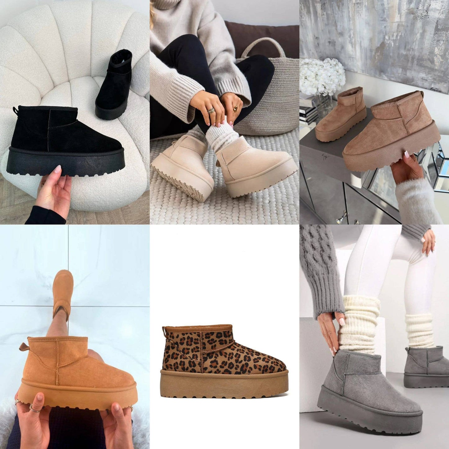 #202 ULTRA MINI PLATFORM FAUX FUR LINED ANKLE BOOTS