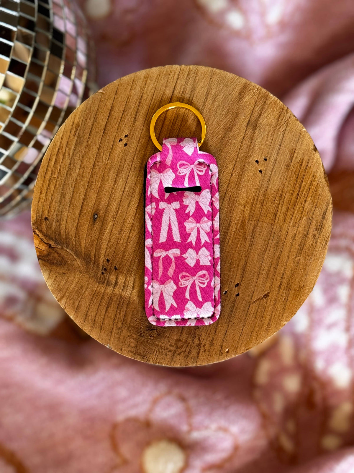 #1129 Lip Balm Keychain - Pink Bows