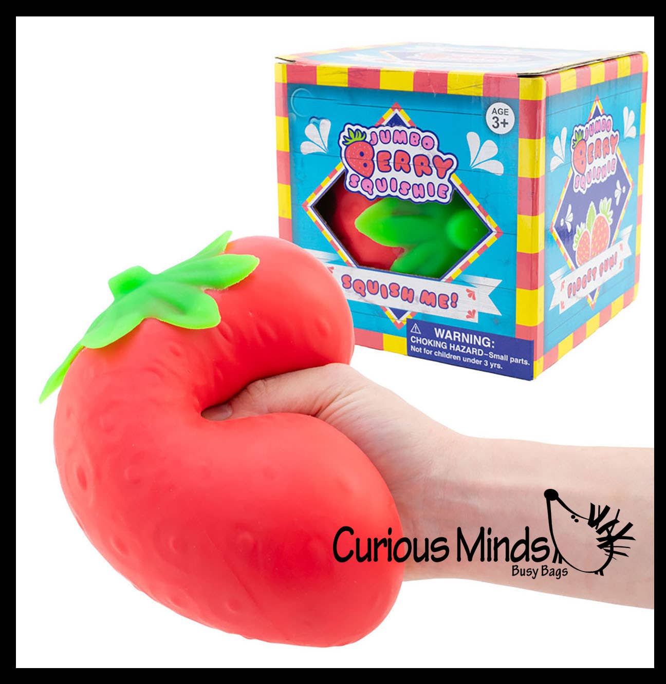#1073 Jumbo Doh Filled Strawberry - Soft Stress Squishy Ball