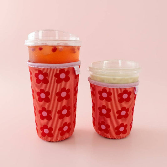 #789 Happy Striped Floral Drink Sleeve
