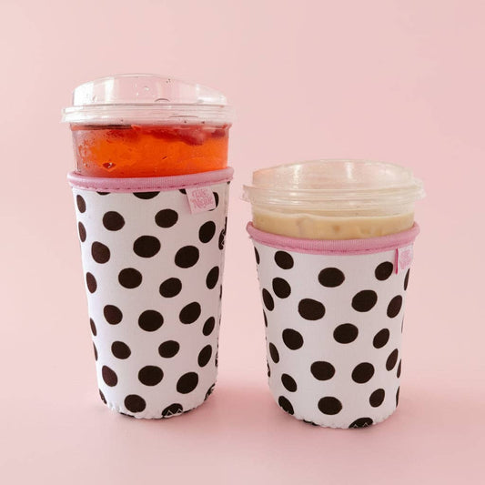 #632 Coffee Cup Cover - Brown Polka Dots