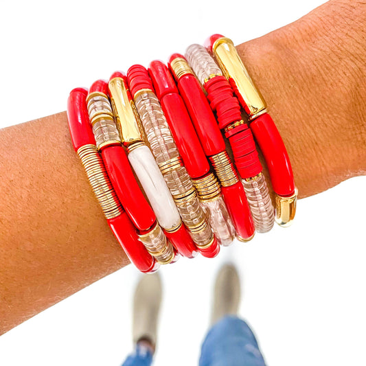 #585 Small  Acrylic Tube Bamboo Bracelet