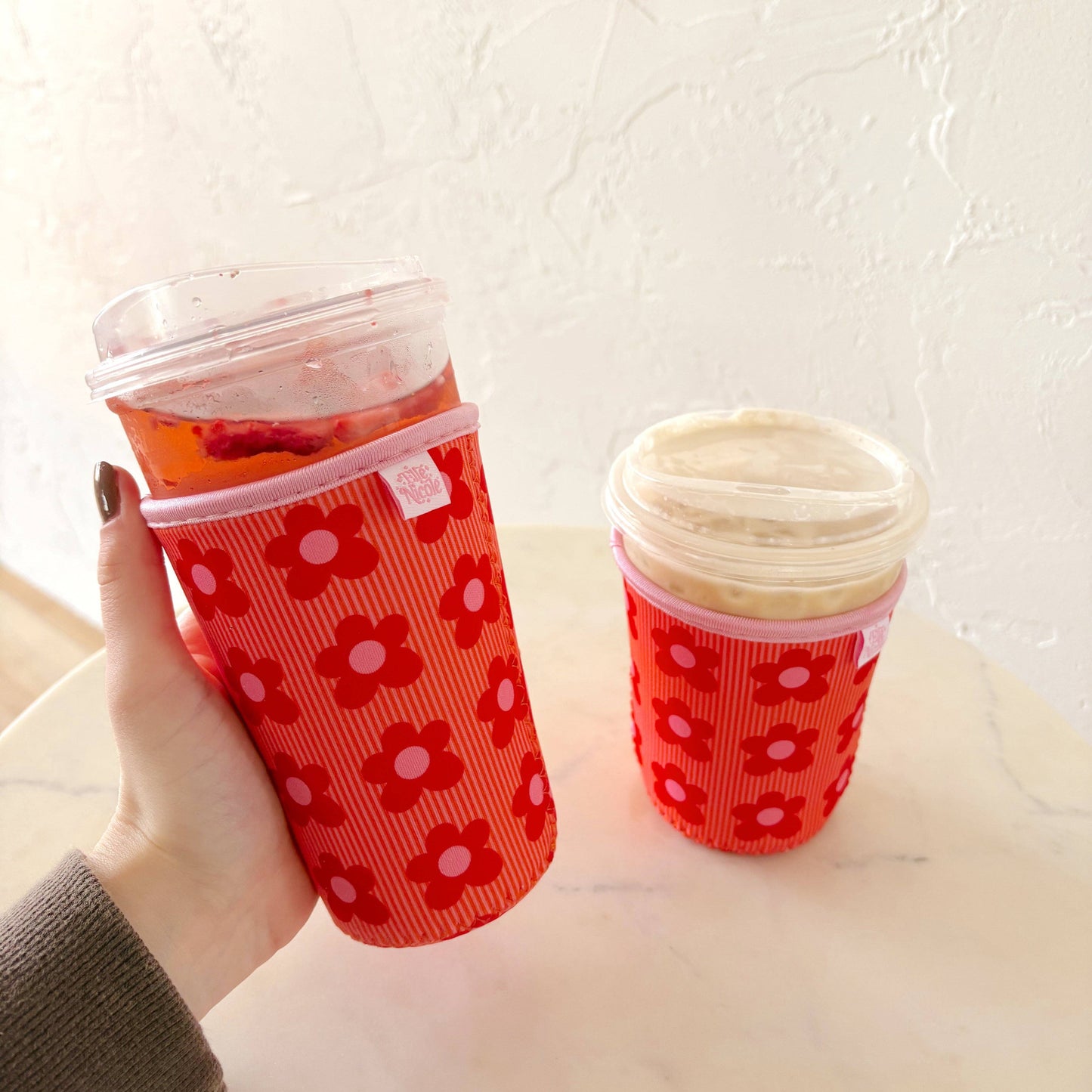 #789 Happy Striped Floral Drink Sleeve
