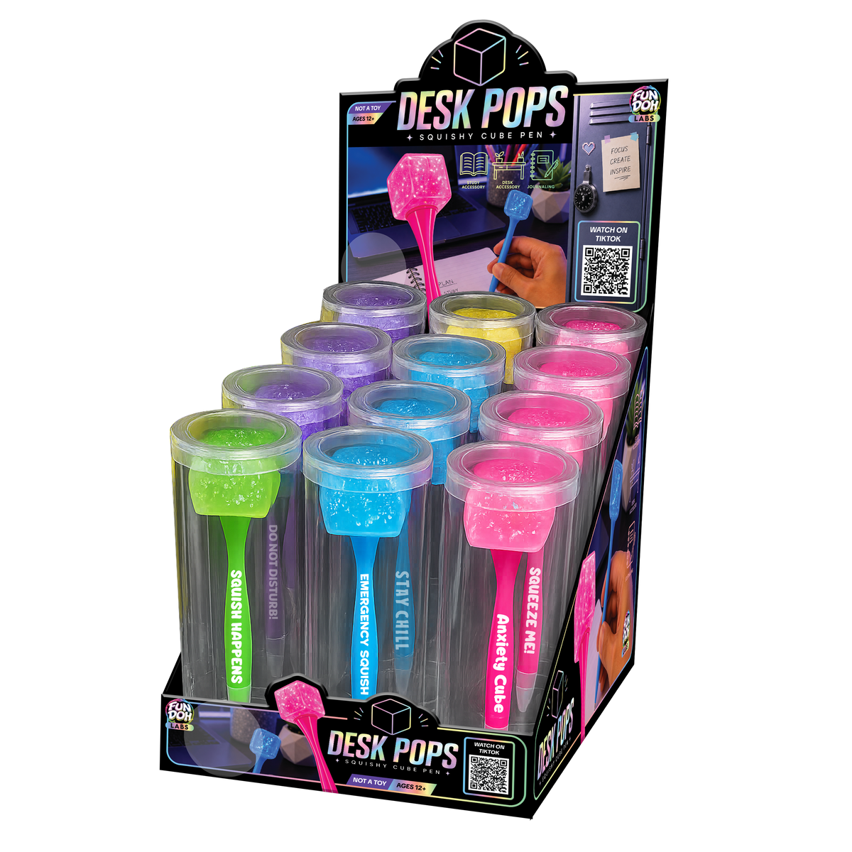 CS #1116 Fun Doh Desk Pops Squishy Cube Pen Assortment